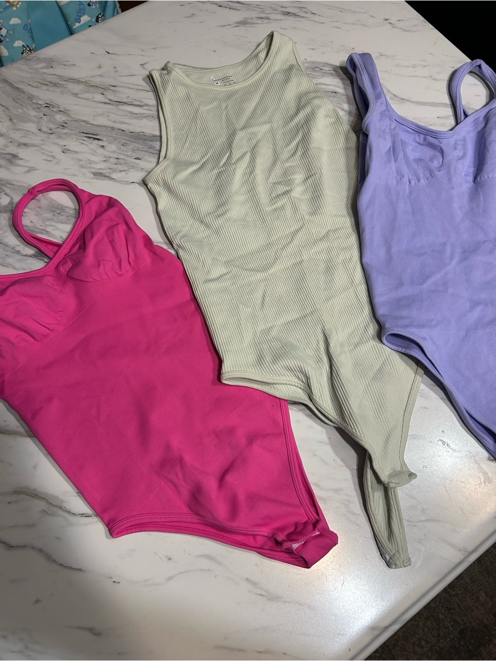 Everyday Ribbed Sleeveless Bodysuit - Pink, Cream, Lavender